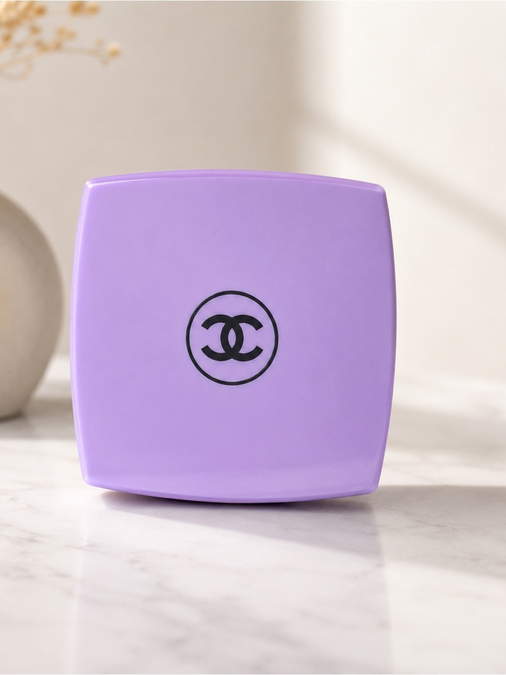 CHANEL Lavender Compact with Black Logo